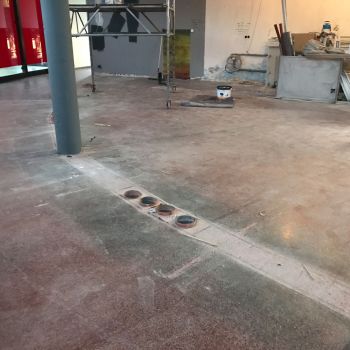 Terrazzo Boden Sanierung im Gastrobereich Meilenwerk Classic Remise Düsseldorf vorher